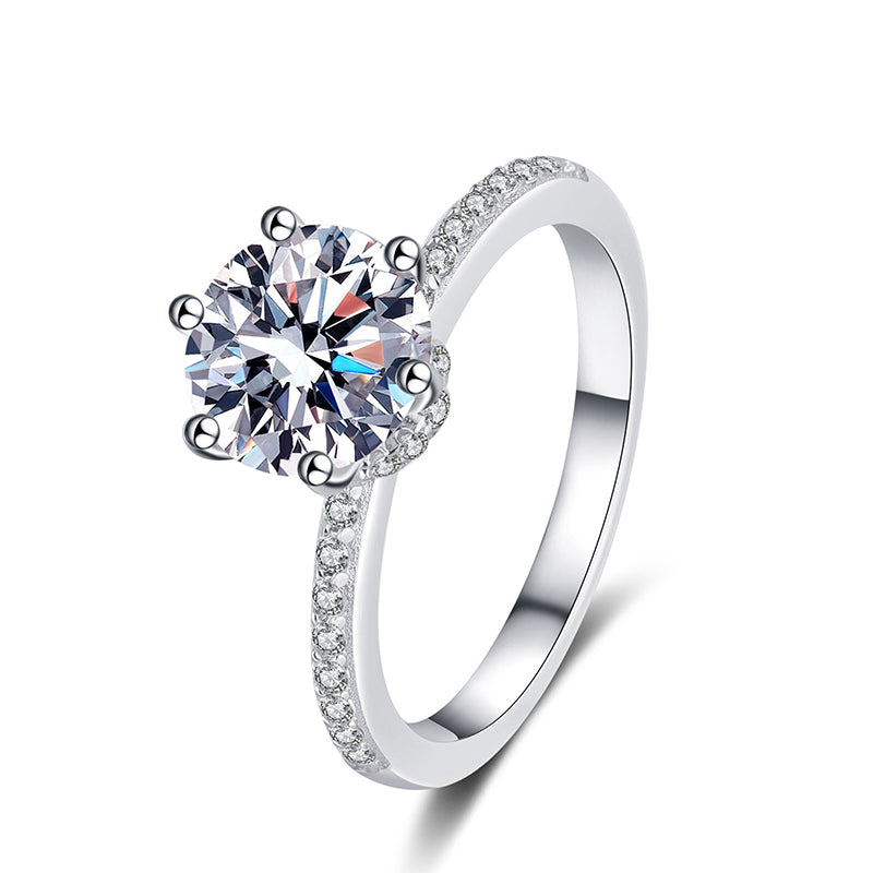 S925 Sterling Silver PT950 Gold Plated 2ct Moissanite Floral Starfish Engagement Ring