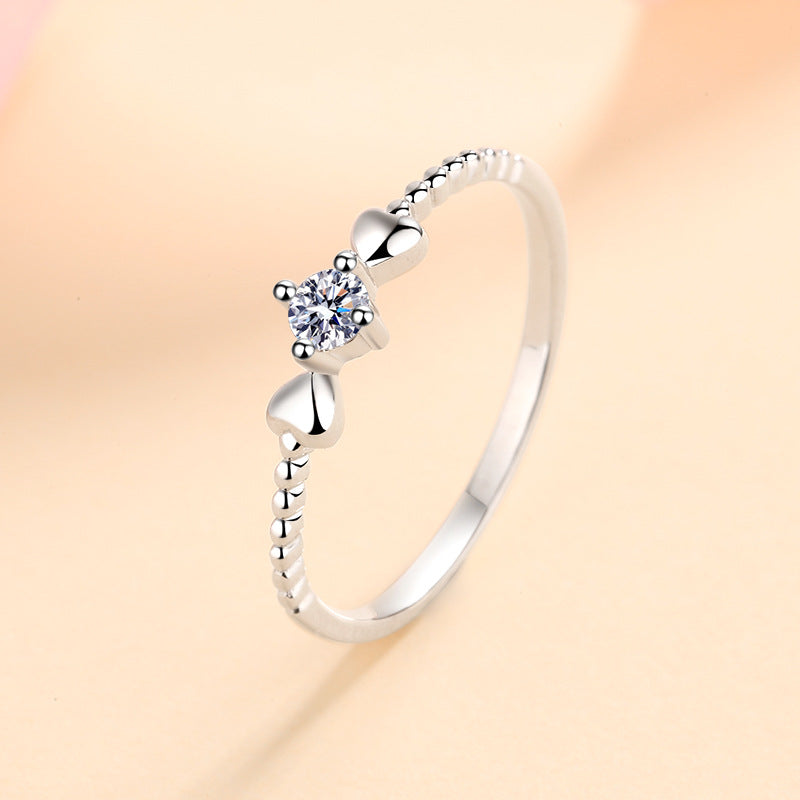 S925 Sterling Silver PT950 Gold Plated Four-Prong 0.10ct Moissanite "Thinking of You" Ring