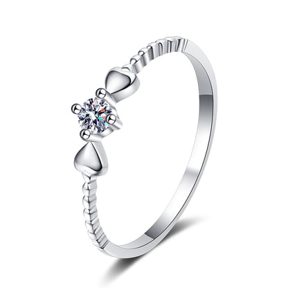 S925 Sterling Silver PT950 Gold Plated Four-Prong 0.10ct Moissanite "Thinking of You" Ring