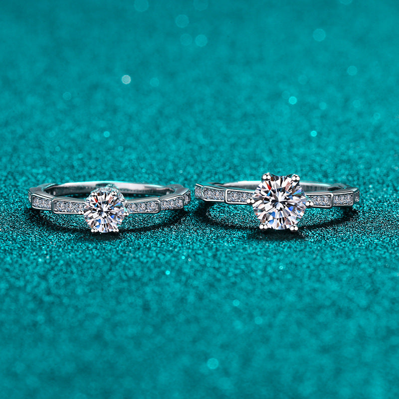 S925 Sterling Silver PT950 Gold Plated Snake Bone Six-Prong Moissanite Ring with Animal Motifs