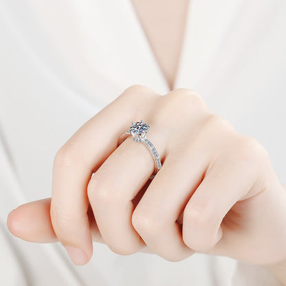 S925 Sterling Silver PT950 Gold Plated Snake Bone Six-Prong Moissanite Ring with Animal Motifs