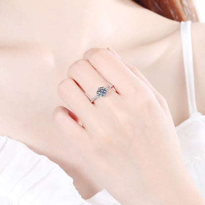 S925 Sterling Silver PT950 Gold Plated Twist Shank Moissanite Ring