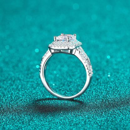 S925 Sterling Silver PT950 Plated 2CT Colored Moissanite Ring - Meteor Shower Star Design Viral Style Jewelry