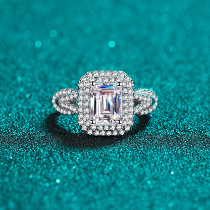 S925 Sterling Silver PT950 Plated 2CT Colored Moissanite Ring - Meteor Shower Star Design Viral Style Jewelry