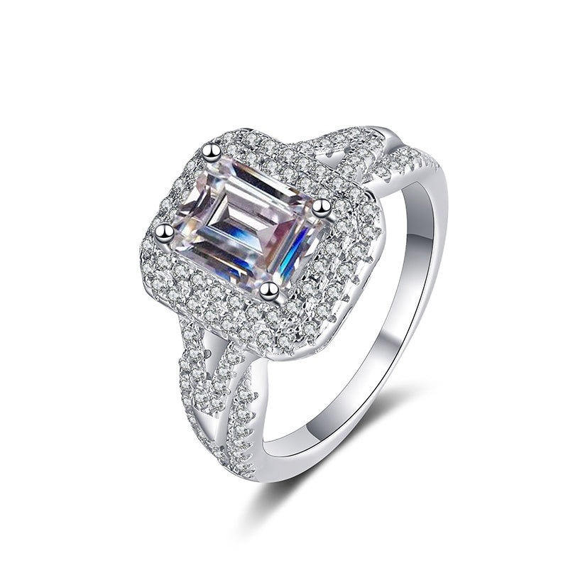 S925 Sterling Silver PT950 Plated 2CT Colored Moissanite Ring - Meteor Shower Star Design Viral Style Jewelry