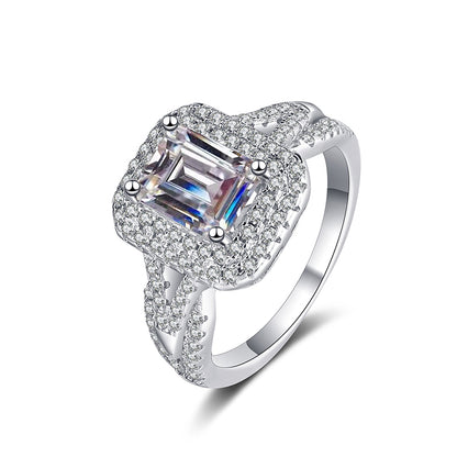 S925 Sterling Silver PT950 Plated 2CT Colored Moissanite Ring - Meteor Shower Star Design Viral Style Jewelry