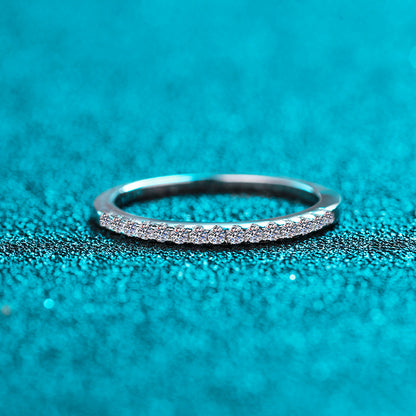 S925 Sterling Silver PT950 Plated Full Eternity Moissanite Band Ring with Chinese Pendant Lock Design