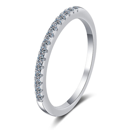 S925 Sterling Silver PT950 Plated Full Eternity Moissanite Band Ring with Chinese Pendant Lock Design