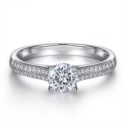 S925 Sterling Silver Pave Zirconia Ring for Women - Elegant Rose Gold & White Gold Plated Stackable Band