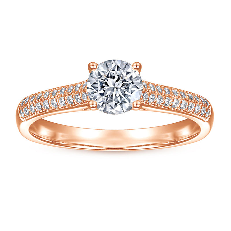 S925 Sterling Silver Pave Zirconia Ring for Women - Elegant Rose Gold & White Gold Plated Stackable Band