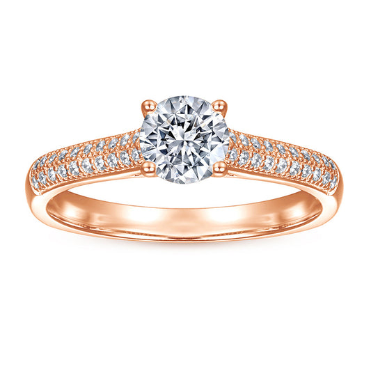 S925 Sterling Silver Pave Zirconia Ring for Women - Elegant Rose Gold & White Gold Plated Stackable Band
