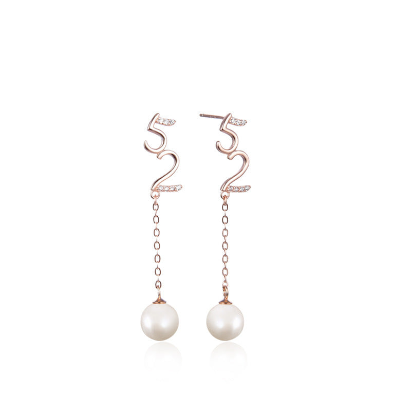 S925 Sterling Silver Pearl Drop Earrings - Korean Style Mother-of-Pearl Geometric Dangle Earrings