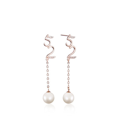 S925 Sterling Silver Pearl Drop Earrings - Korean Style Mother-of-Pearl Geometric Dangle Earrings