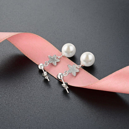 S925 Sterling Silver Pearl Stud Earrings - Korean Minimalist Geometric Earrings with Plastic Backs