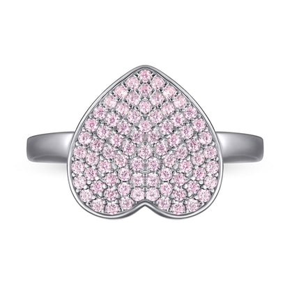 S925 Sterling Silver Pink CZ Heart Ring – Bold Statement Jewelry