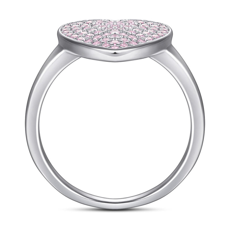 S925 Sterling Silver Pink CZ Heart Ring – Bold Statement Jewelry