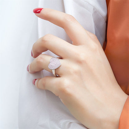 S925 Sterling Silver Pink CZ Heart Ring – Bold Statement Jewelry