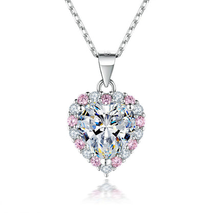 Elegant 925 Silver Women's Necklace with Crown & Heart Zircon Pendant, Cross Chain, White Gold Tone, Fashion European-American Style Jewelry