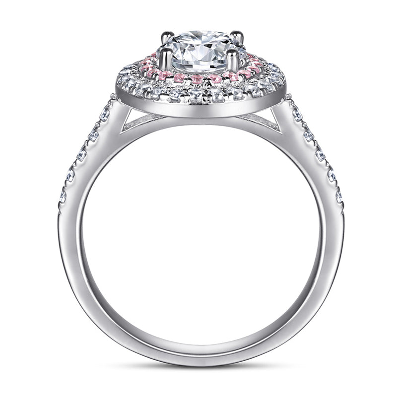 S925 Sterling Silver Pink Zirconia Full Eternity Band - Circle of Diamonds Ring