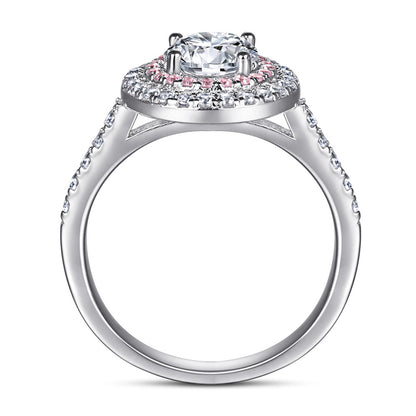 S925 Sterling Silver Pink Zirconia Full Eternity Band - Circle of Diamonds Ring