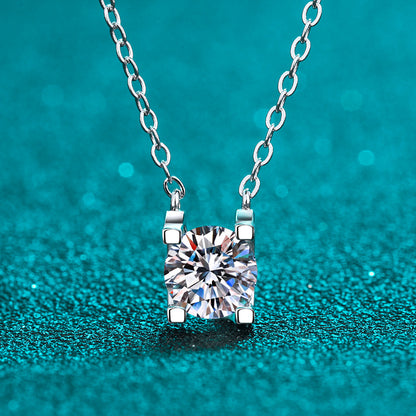 S925 Sterling Silver Plated with PT950 – 2CT Moissanite Bullhead Pendant Necklace in Rose Gold