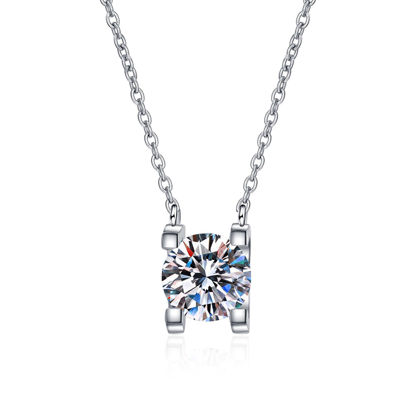 S925 Sterling Silver Plated with PT950 – 2CT Moissanite Bullhead Pendant Necklace in Rose Gold