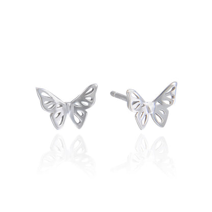 S925 Sterling Silver Polished Stud Earrings with Plastic Ear Backs – Minimalist & Natural Style for Everyday Wear