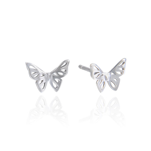 S925 Sterling Silver Polished Stud Earrings with Plastic Ear Backs – Minimalist & Natural Style for Everyday Wear