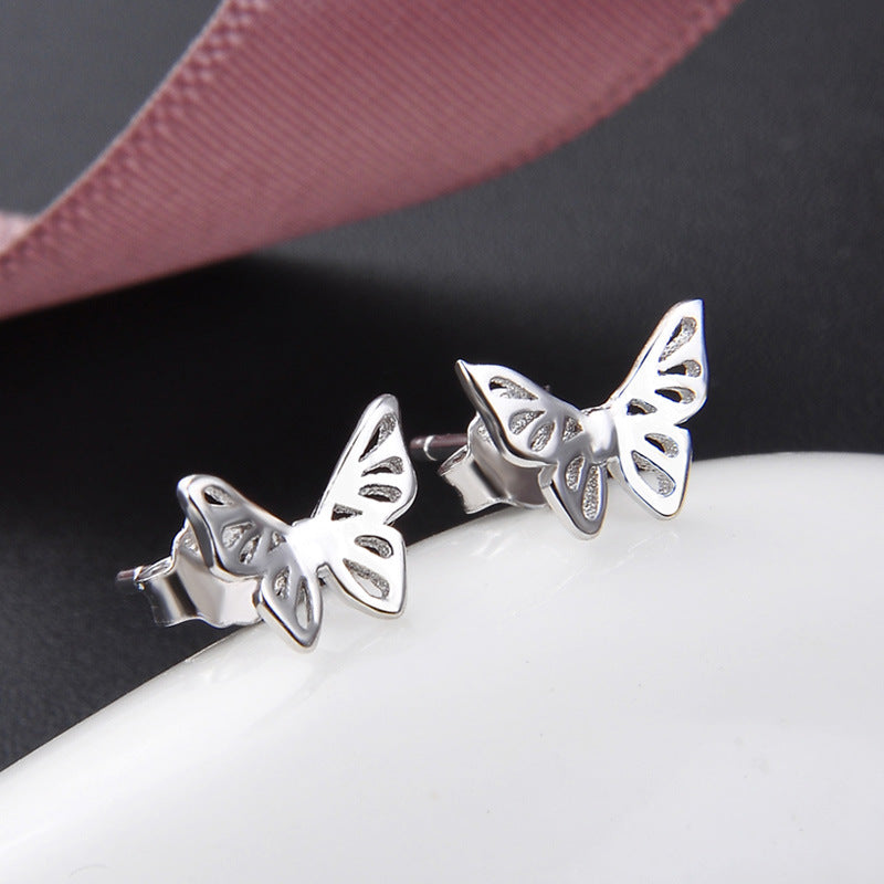 S925 Sterling Silver Polished Stud Earrings with Plastic Ear Backs – Minimalist & Natural Style for Everyday Wear