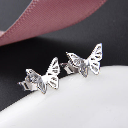 S925 Sterling Silver Polished Stud Earrings with Plastic Ear Backs – Minimalist & Natural Style for Everyday Wear