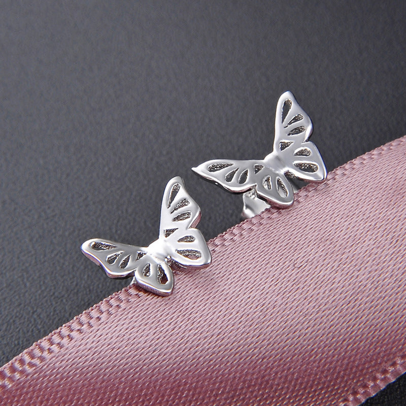 S925 Sterling Silver Polished Stud Earrings with Plastic Ear Backs – Minimalist & Natural Style for Everyday Wear