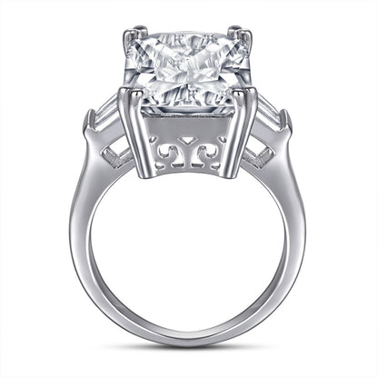 S925 Sterling Silver Princess Cut Ring - Luxe Pink/White CZ Statement Jewelry for Women