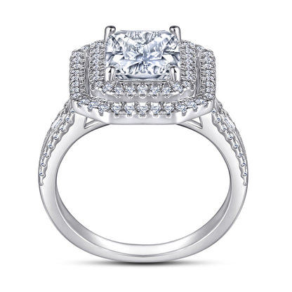 S925 Sterling Silver Princess Cut Zirconia Ring - Bold Solitaire Statement Jewelry