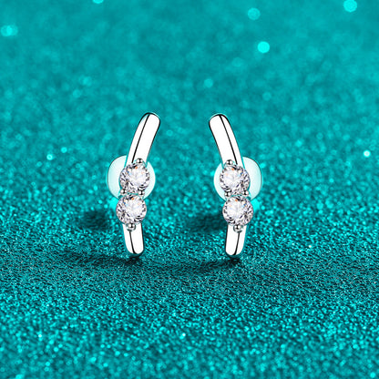 S925 Sterling Silver Rabbit Ear Moissanite Stud Earrings - 0.4CT Sweet & Playful