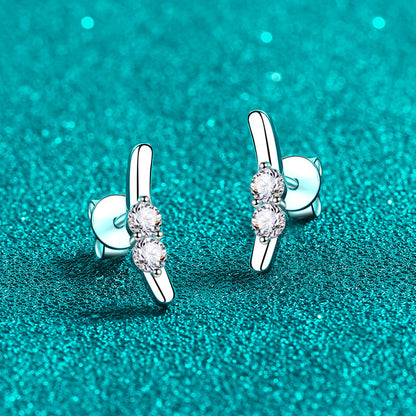 S925 Sterling Silver Rabbit Ear Moissanite Stud Earrings - 0.4CT Sweet & Playful
