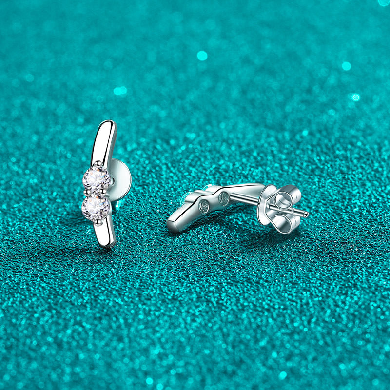 S925 Sterling Silver Rabbit Ear Moissanite Stud Earrings - 0.4CT Sweet & Playful