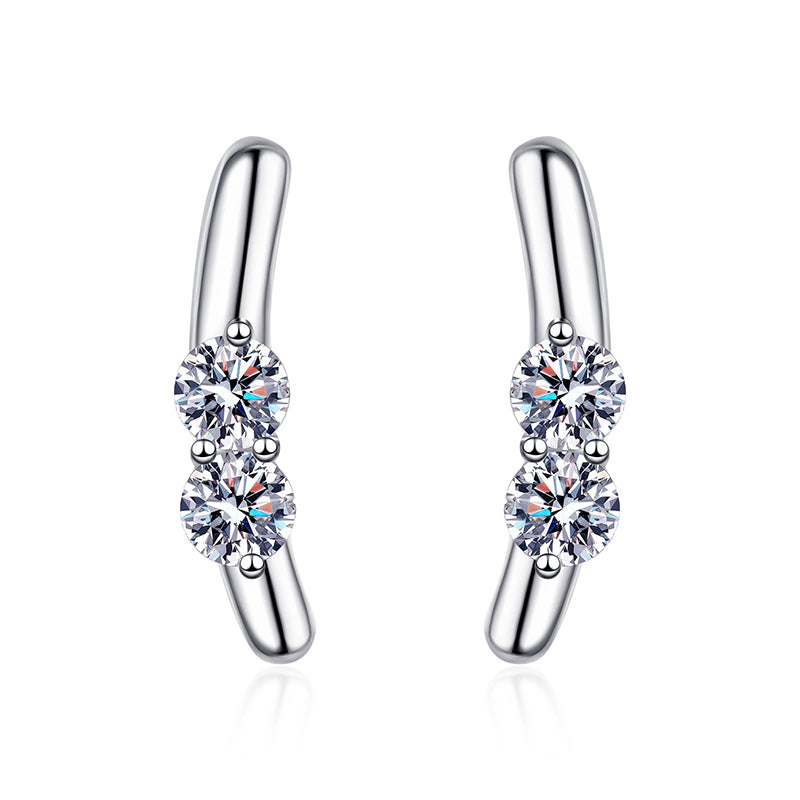 S925 Sterling Silver Rabbit Ear Moissanite Stud Earrings - 0.4CT Sweet & Playful