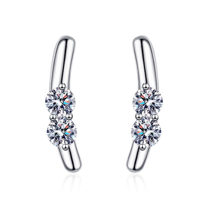 S925 Sterling Silver Rabbit Ear Moissanite Stud Earrings - 0.4CT Sweet & Playful