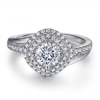 S925 Sterling Silver Rhombus Zirconia Ring – Modern Geometric Fashion Jewelry