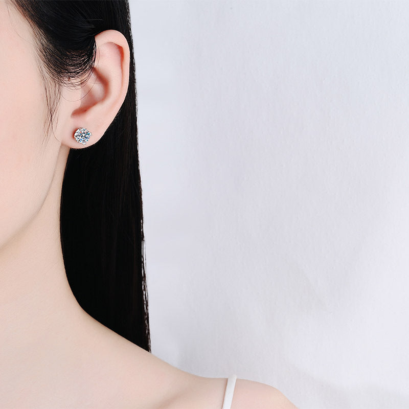 S925 Sterling Silver Screw-Back Moissanite Stud Earrings Plated with Pt950 Gold - 0.3ct-2ct Secure & Stylish