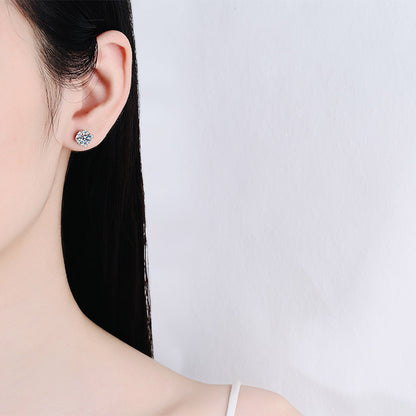 S925 Sterling Silver Screw-Back Moissanite Stud Earrings Plated with Pt950 Gold - 0.3ct-2ct Secure & Stylish