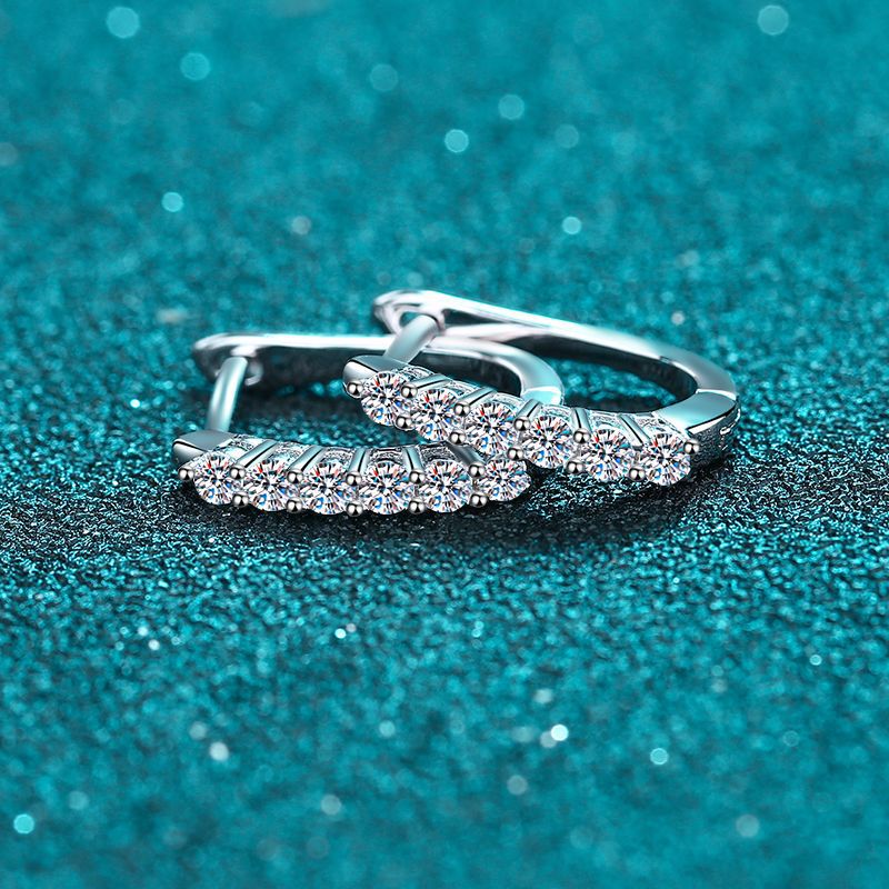 S925 Sterling Silver Single Row Moissanite Lily of the Valley Earrings - Dainty Floral Studs for Women