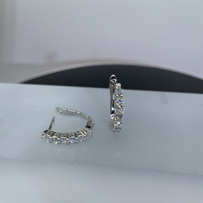 S925 Sterling Silver Single Row Moissanite Lily of the Valley Earrings - Dainty Floral Studs for Women