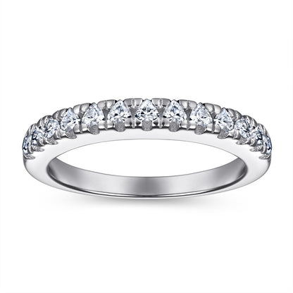 S925 Sterling Silver Single Row Pavé Band - Minimalist Zirconia Eternity Ring