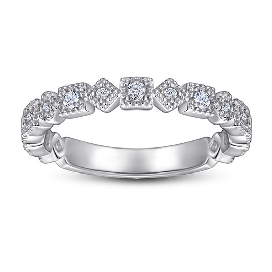 S925 Sterling Silver Single Row Zirconia Band Ring - Elegant Minimalist Jewelry