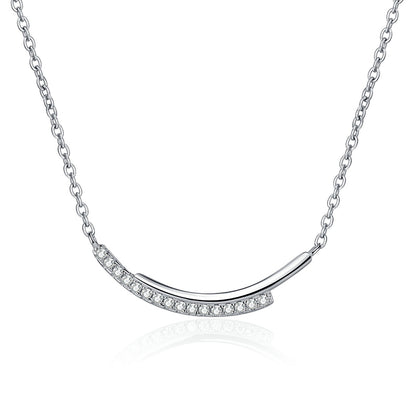 S925 Sterling Silver Smiling Diamond Line Necklace - 0.24CT Moissanite Minimalist Pendant
