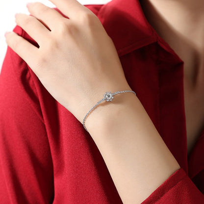 S925 Sterling Silver Snowflake Bracelet with 0.5ct Moissanite Premium Business Gift Jewelry Rhodium Plated