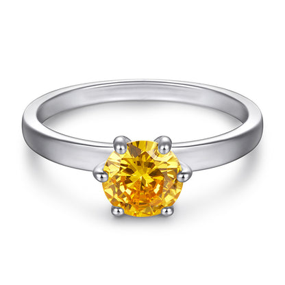 S925 Sterling Silver Solitaire Ring – Korean-Style 6-Prong CZ Engagement Jewelry