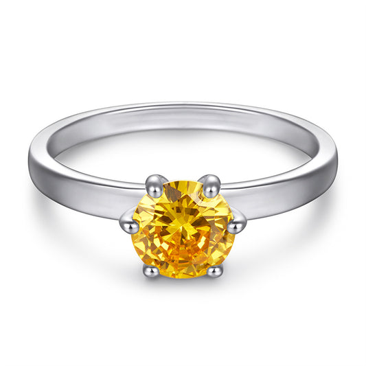 S925 Sterling Silver Solitaire Ring – Korean-Style 6-Prong CZ Engagement Jewelry