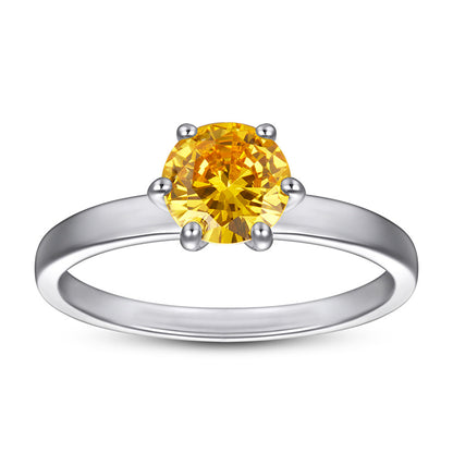 S925 Sterling Silver Solitaire Ring – Korean-Style 6-Prong CZ Engagement Jewelry